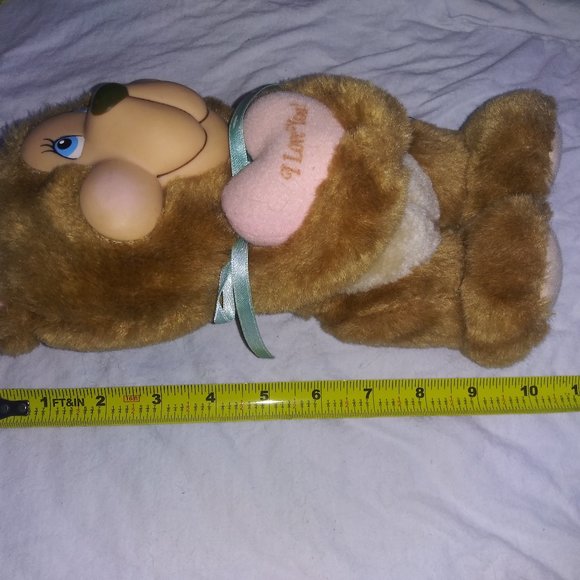 VTG EMOTIONS MATTEL Vinyl Face Stuffed Bear Holding I LOVE YOU HEART Plush 1984 - Picture 6 of 7